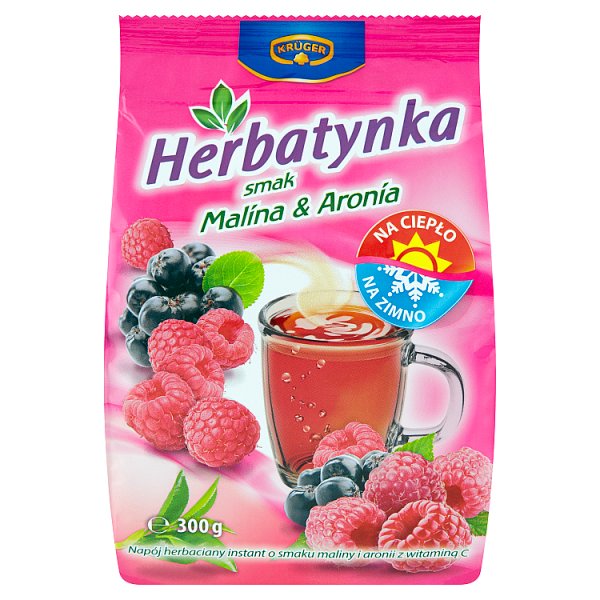 Krüger Herbatynka Napój herbaciany smak malina &amp; aronia 300 g