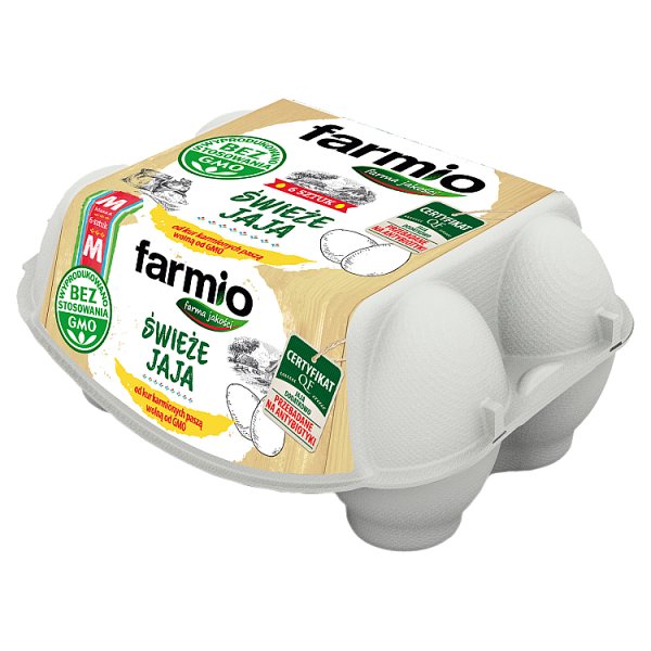 Farmio Świeże jaja od kur karmionych paszą wolną od GMO M 6 sztuk