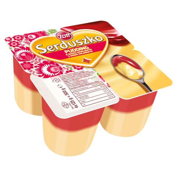 Zott Serduszko Pudding wanilia/malina 500 g (4 x 125 g)