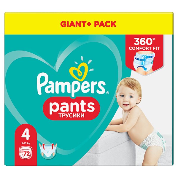 Pampers Pieluchomajtki, Rozmiar 4, 72 Sztuk, 9kg-15kg