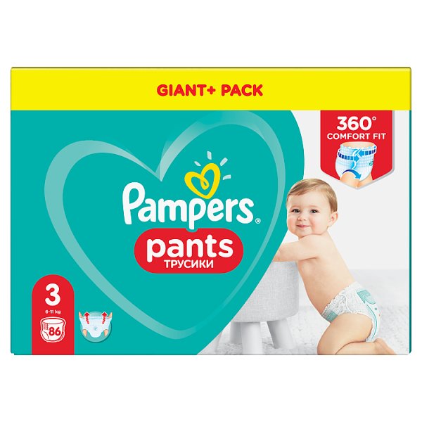 Pampers Pieluchomajtki, Rozmiar 3, 86 Sztuk, 6kg-11kg