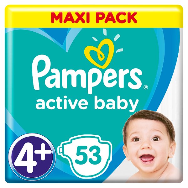 Pampers Active Baby Rozmiar 4+, 53 pieluszki, 10-15 kg