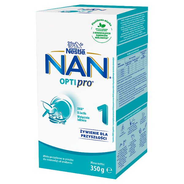 NAN OPTIPRO 1 Mleko początkowe dla niemowląt od urodzenia 350 g