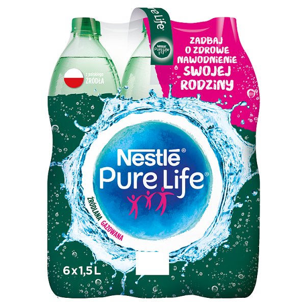 Nestlé Pure Life Woda źródlana gazowana 6 x 1,5 l