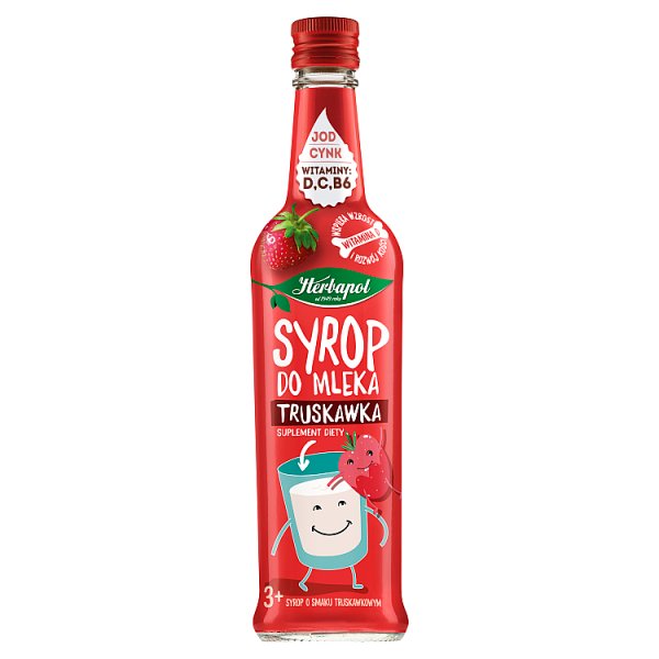 Herbapol Suplement diety syrop do mleka truskawka 420 ml