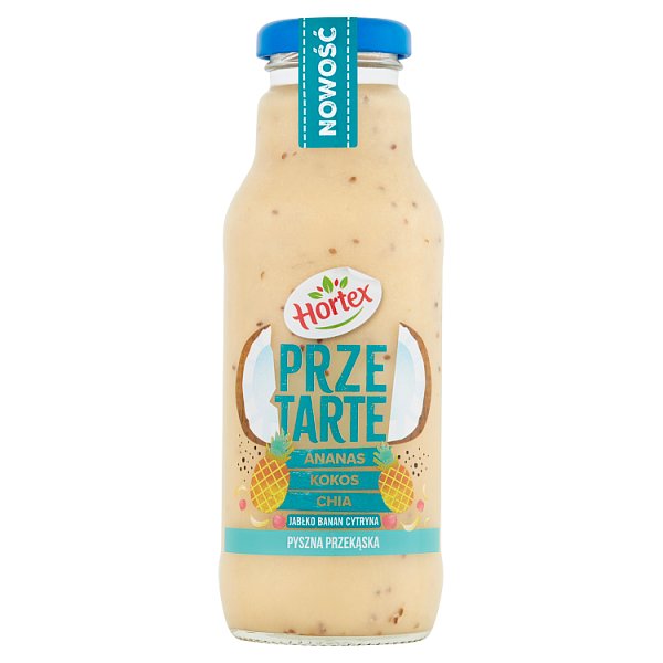 Hortex Przetarte Premium smoothie ananas banan jabłko kokos cytryna z dodatkiem nasion chia 300 ml