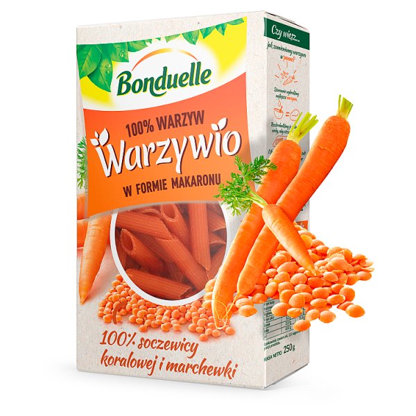 Bonduelle Warzywio Warzywa w formie makaronu z soczewicy koralowej i marchewki 250 g