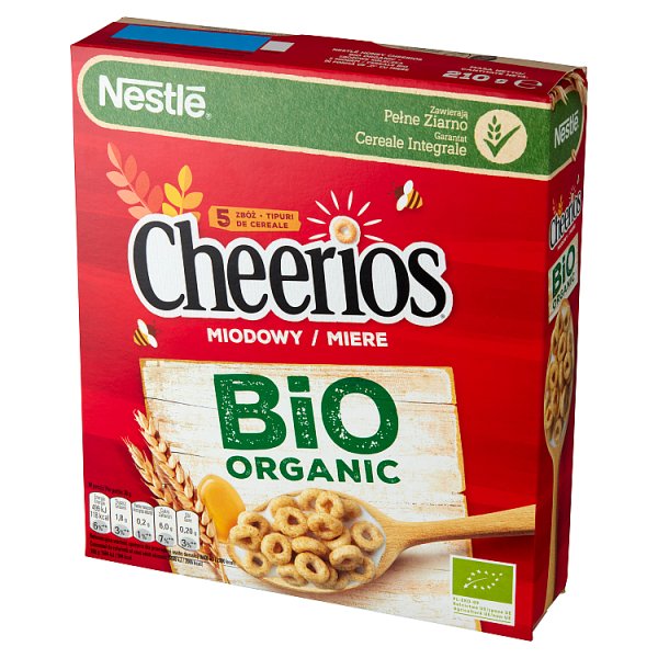 Nestlé Cheerios Miodowy Bio Organic Płatki śniadaniowe 210 g