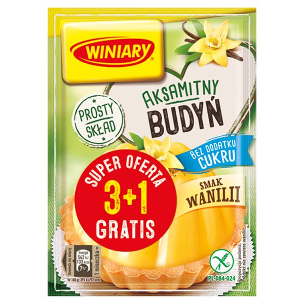 Winiary Budyń bez dodatku cukru smak wanilii 4 x 35 g