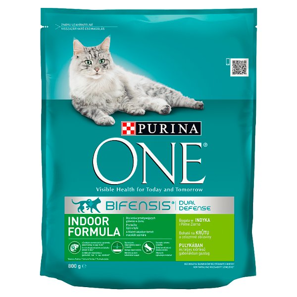 PURINA ONE Indoor Formula Karma dla dorosłych kotów bogata w indyka i pełne ziarna 800 g