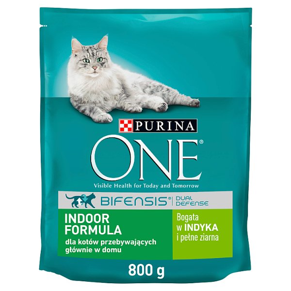 PURINA ONE Indoor Formula Karma dla dorosłych kotów bogata w indyka i pełne ziarna 800 g