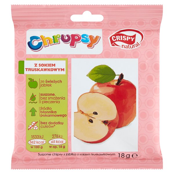 Crispy Natural Chrupsy Suszone chipsy z jabłka z sokiem truskawkowym 18 g