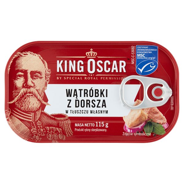 King Oscar Wątróbki z dorsza w tłuszczu własnym 115 g