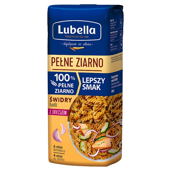 Lubella Pełne Ziarno Makaron świdry z orkiszem 400 g