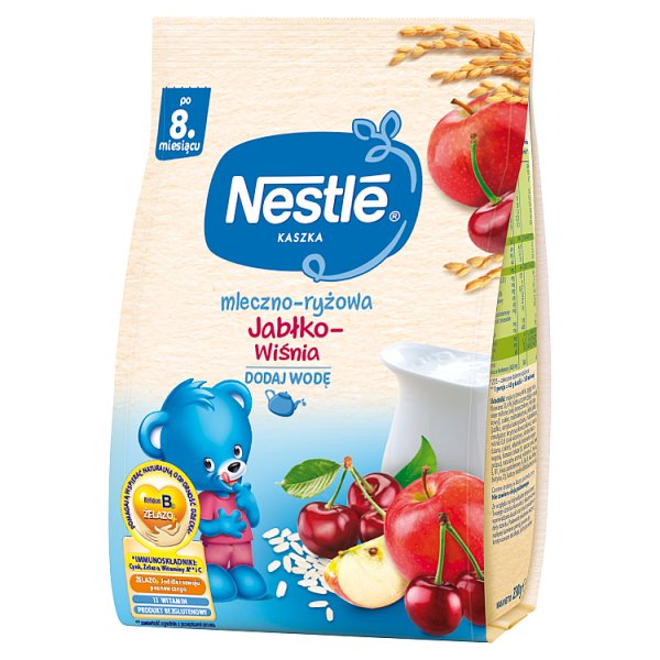 Nestlé Kaszka mleczno-ryżowa jabłko-wiśnia dla niemowląt po 8. miesiącu 230 g