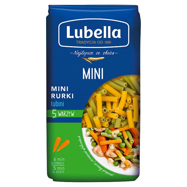 Lubella Makaron mini rurki 5 warzyw 400 g