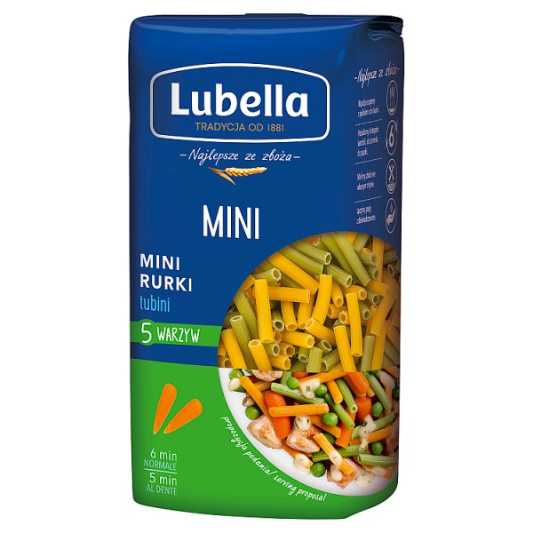 Lubella Makaron mini rurki 5 warzyw 400 g