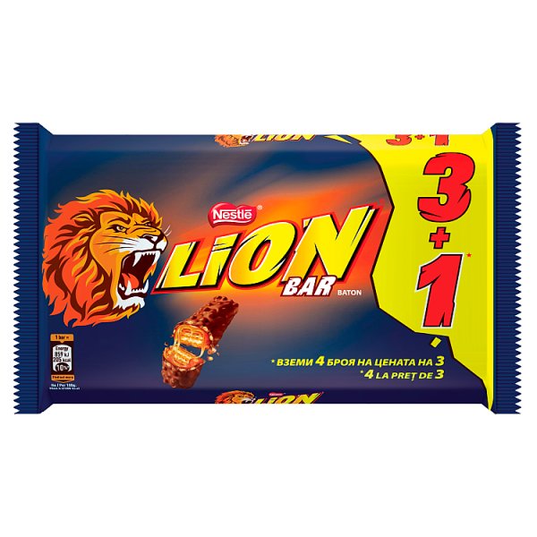 Lion Nadziewany wafel z karmelem i płatkami pszennymi w polewie kakaowej 168 g (4 x 42 g)