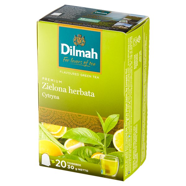 Dilmah Premium Zielona herbata cytryna 30 g (20 x 1,5 g)