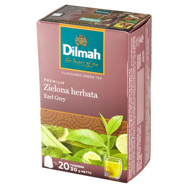 Dilmah Premium Zielona herbata Earl Grey 30 g (20 x 1,5 g)