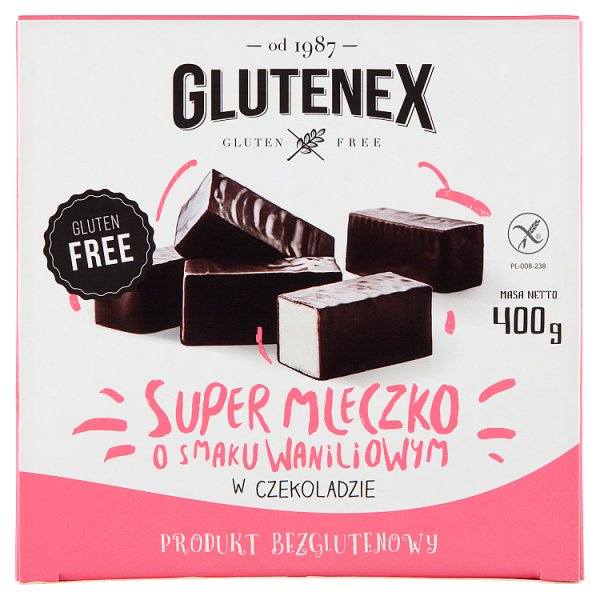 Glutenex Super mleczko o smaku waniliowym w czekoladzie 400 g