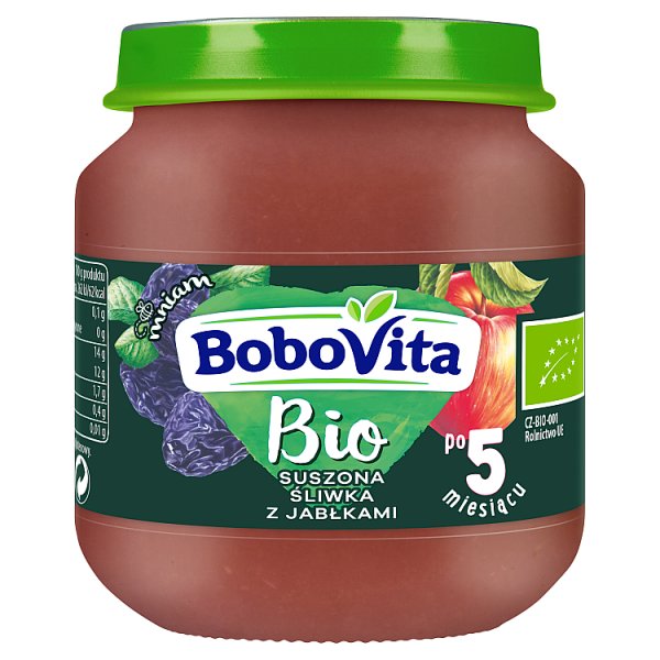 BoboVita Bio Suszona śliwka z jabłkami po 5 miesiącu 125 g