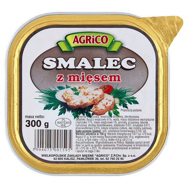 Agrico Smalec z mięsem 300 g