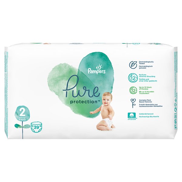 Pampers Pure Protection Rozmiar 2, 39 pieluch, 4-8 kg