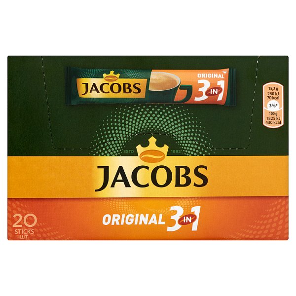 Jacobs Original 3in1 Rozpuszczalny napój kawowy 304 g (20 x 15,2 g)