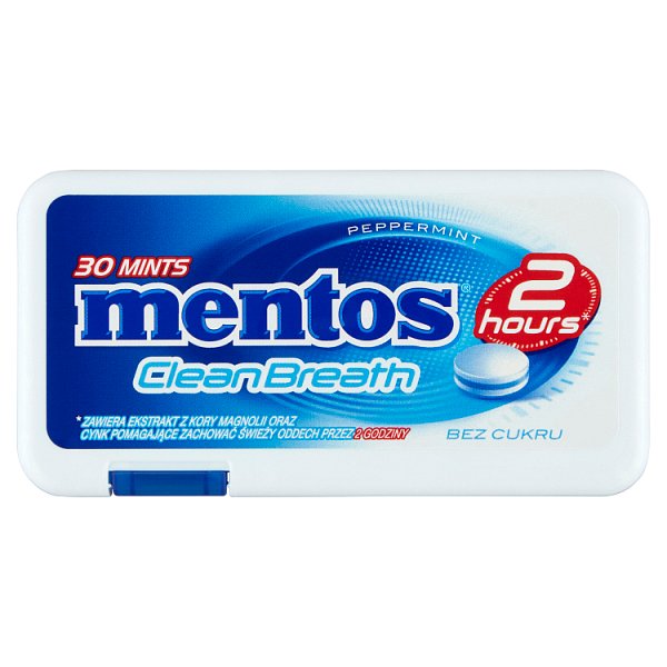 Mentos CleanBreath Peppermint Odświeżające pastylki bez cukru 21 g (30 sztuk)