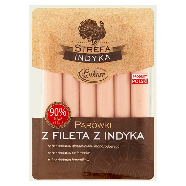 Łukosz Strefa indyka Parówki z fileta z indyka 250 g