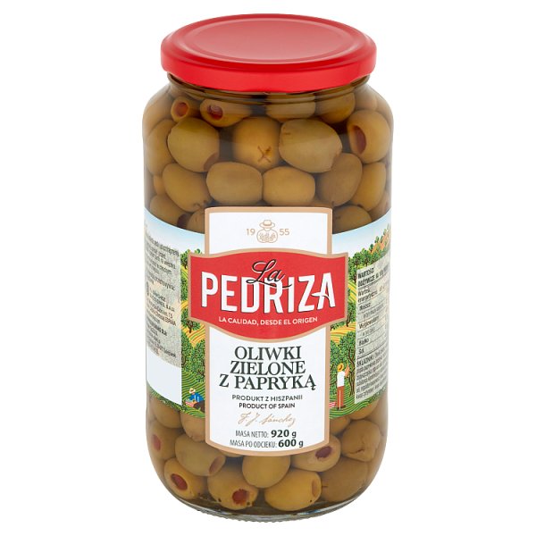 La Pedriza Oliwki zielone z papryką 920 g