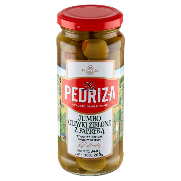 La Pedriza Jumbo oliwki zielone z papryką 340 g