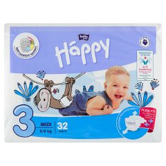 Bella Baby Happy Pieluszki jednorazowe 3 midi 5-9 kg 32 sztuki