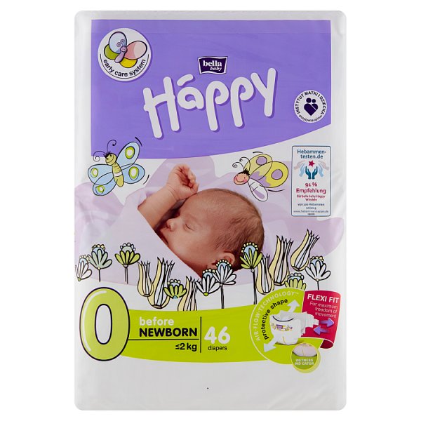 Bella Baby Happy Pieluszki jednorazowe 0 before newborn ≤2 kg 46 sztuk