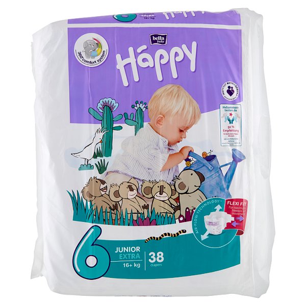 Bella Baby Happy Pieluszki jednorazowe 6 junior extra 16+ kg 38 sztuk