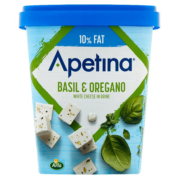 Arla Apetina Ser biały sałatkowy w kostkach z oregano i słodką bazylią 430 g