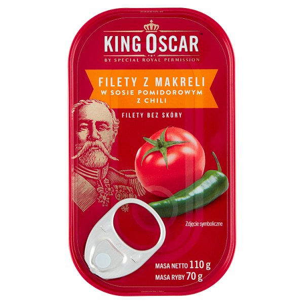 King Oscar Filety z makreli w sosie pomidorowym z chili 110 g