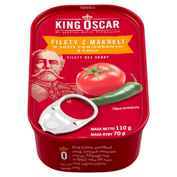 King Oscar Filety z makreli w sosie pomidorowym z chili 110 g