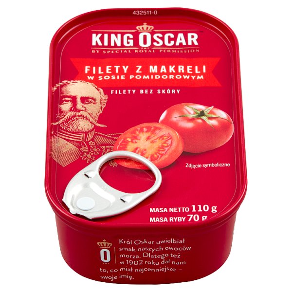 King Oscar Filety z makreli w sosie pomidorowym 110 g