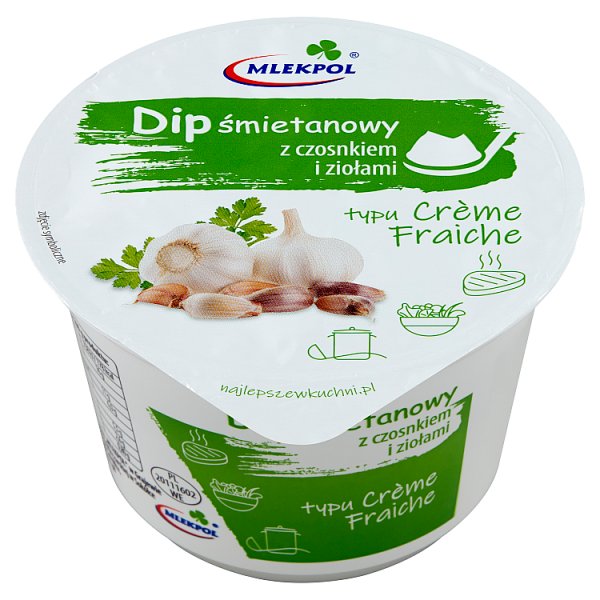 Mlekpol Dip śmietanowy z czosnkiem i ziołami typu Crème Fraiche 180 g