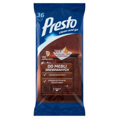 Presto Ściereczki nawilżane do mebli drewnianych 36 sztuk