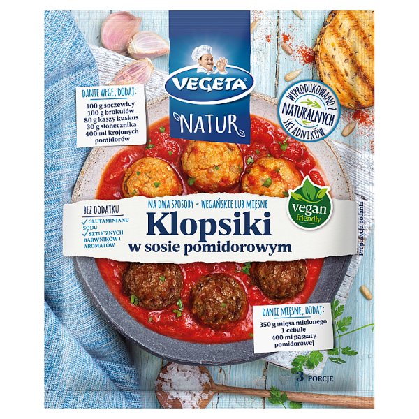 Vegeta Natur Mieszanka warzyw ziół i przypraw do dań klopsiki w sosie pomidorowym 45 g