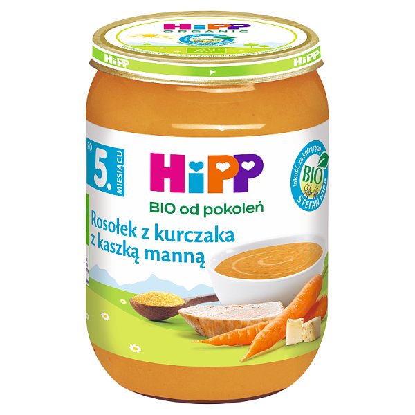 HiPP BIO Rosołek z kurczaka z kaszką manną po 5. miesiącu 190 g