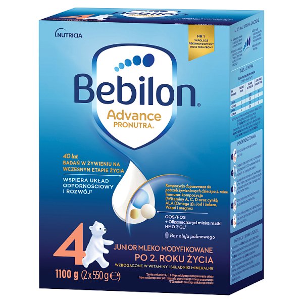 Bebilon 4 Pronutra-Advance Junior Mleko modyfikowane po 2. roku 1100 g (2 x 550 g)