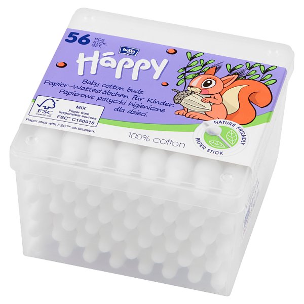 Bella Baby Happy Papierowe patyczki higieniczne dla dzieci 56 sztuk