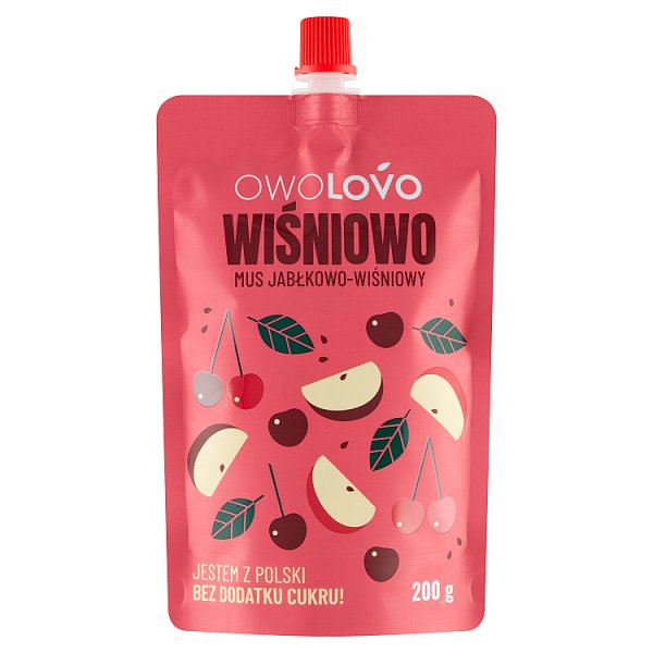 OWOLOVO Wiśniowo Mus jabłkowo-wiśniowy 200 g