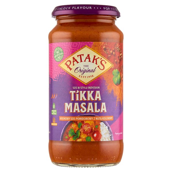 Patak&#039;s Tikka Masala Kremowy sos pomidorowy z nutą kolendry 450 g
