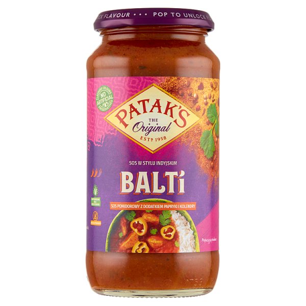 Patak&#039;s Balti Sos pomidorowy z dodatkiem papryki i kolendry 450 g