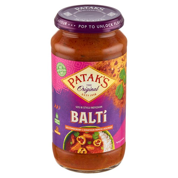 Patak&#039;s Balti Sos pomidorowy z dodatkiem papryki i kolendry 450 g